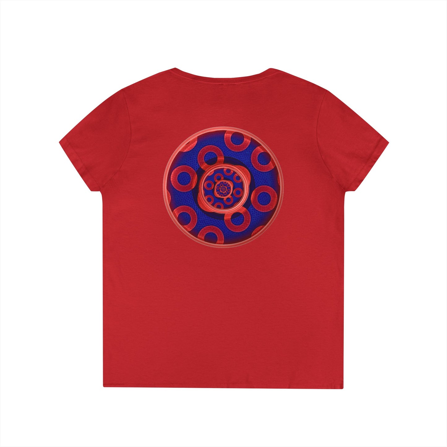 Women's Donut V-Neck Tee - "Paradox Kaleidoscope Donuts" - rustic donut w/ - variant 2
