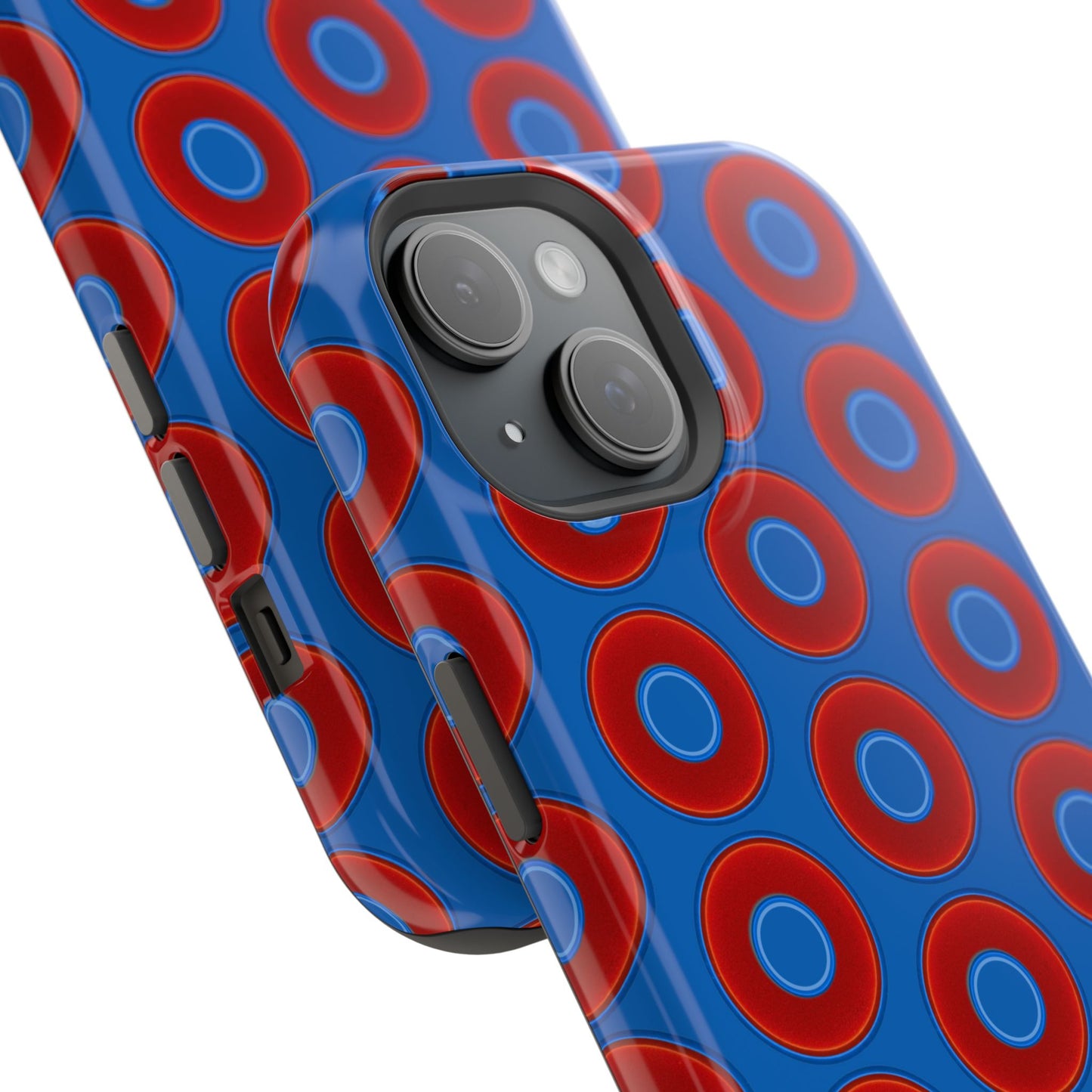 Magnetic Tough Donut Case - red vivid donut print w/dark royal blue background