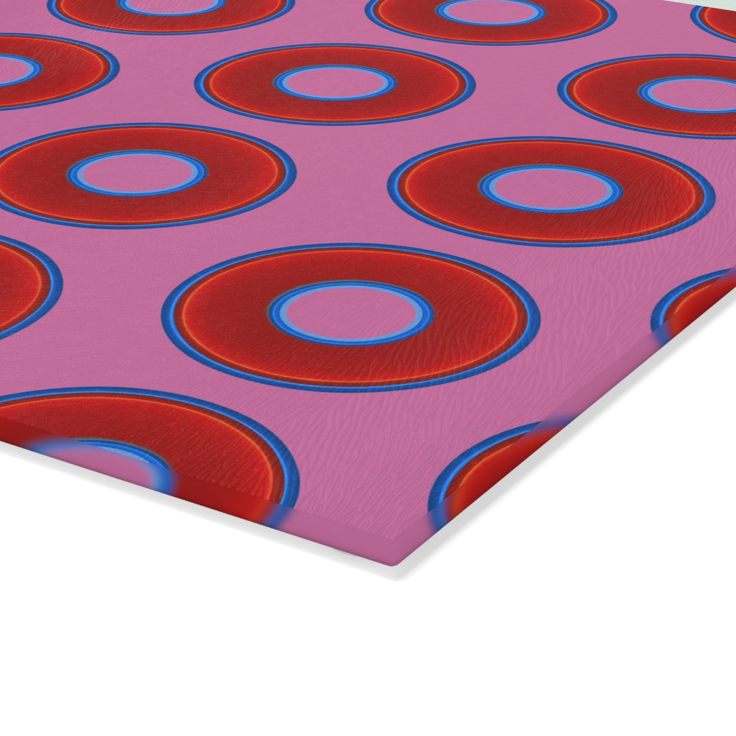 My Friend's Cutting Board - vivid red donuts w/pink background