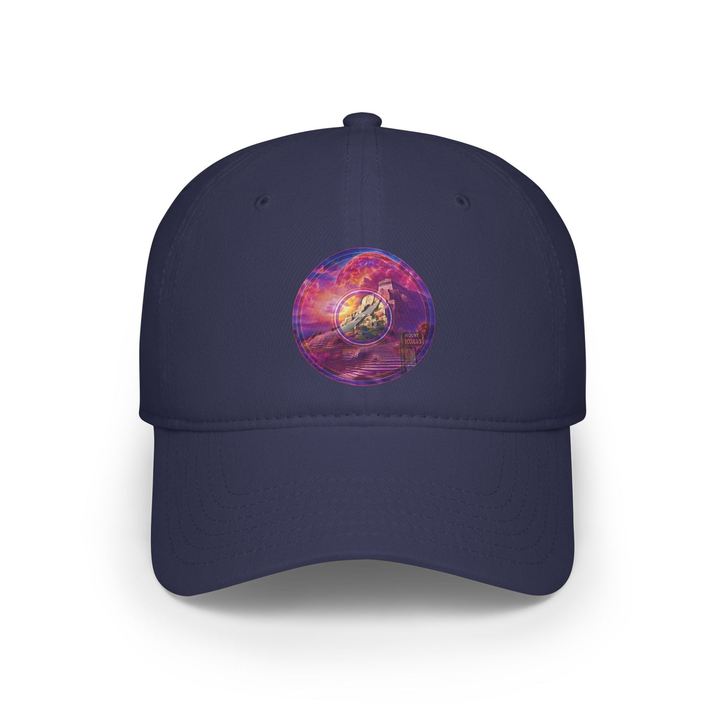 Lumpy Donut Baseball Cap - "Icculus Mountain Fresh Donut Cap" - purple/magenta pic donut w/