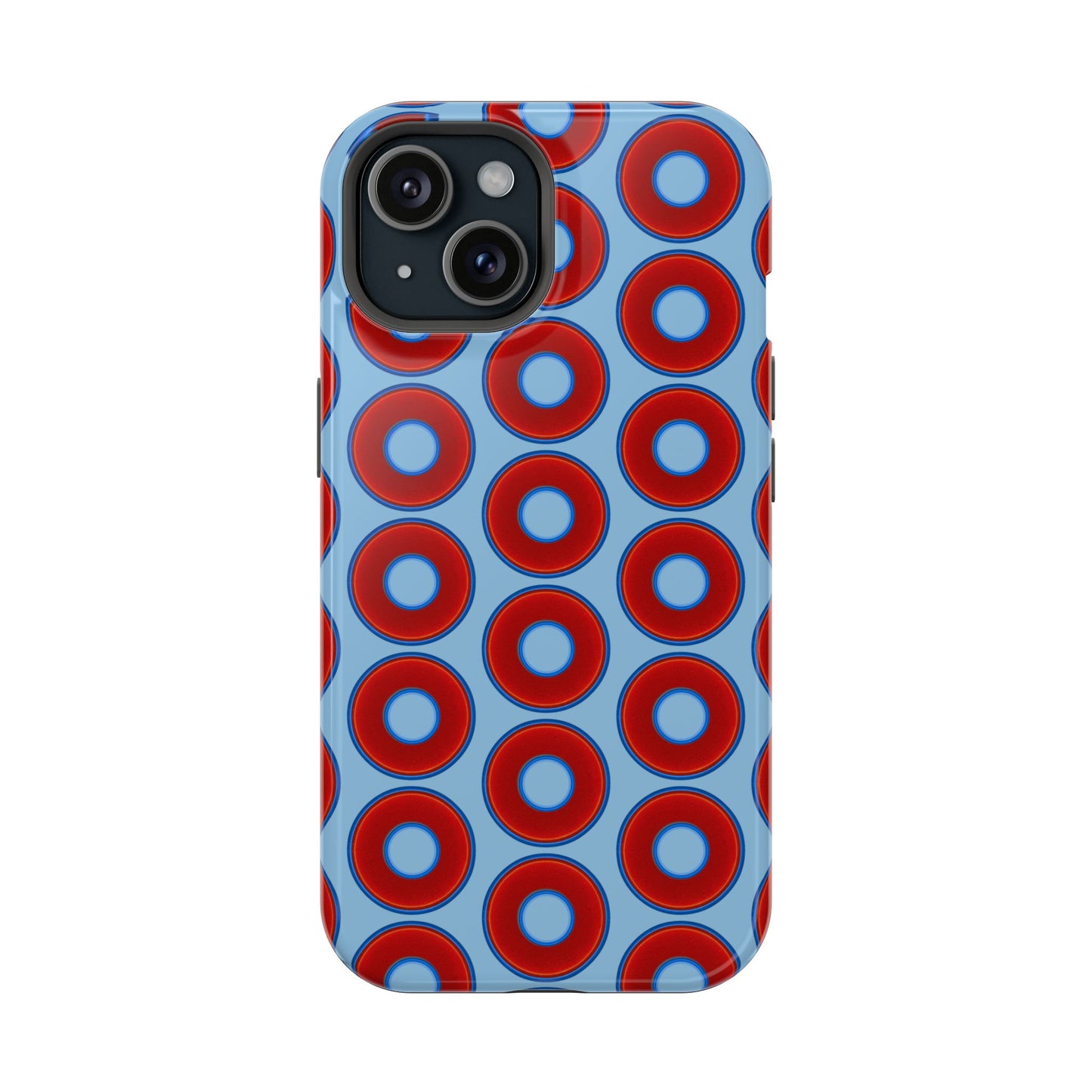 Magnetic Tough Donut Case - red vivid donut print w/sky blue background