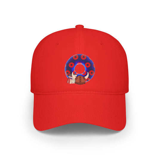 Lumpy Donut Baseball Cap - "El Fuego Donut Cap" - paradoxical dark blue/red blimpy donut w/