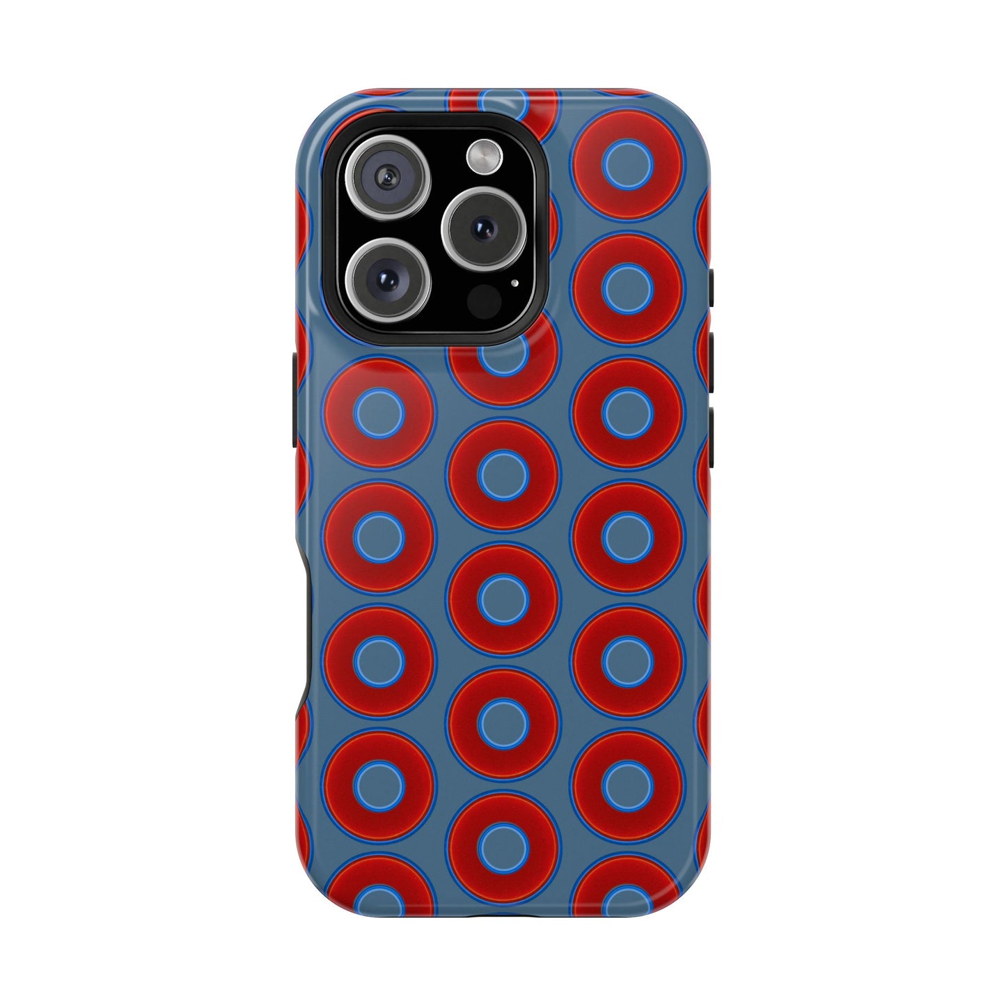 Magnetic Tough Donut Case - red vivid donut print w/steel blue background
