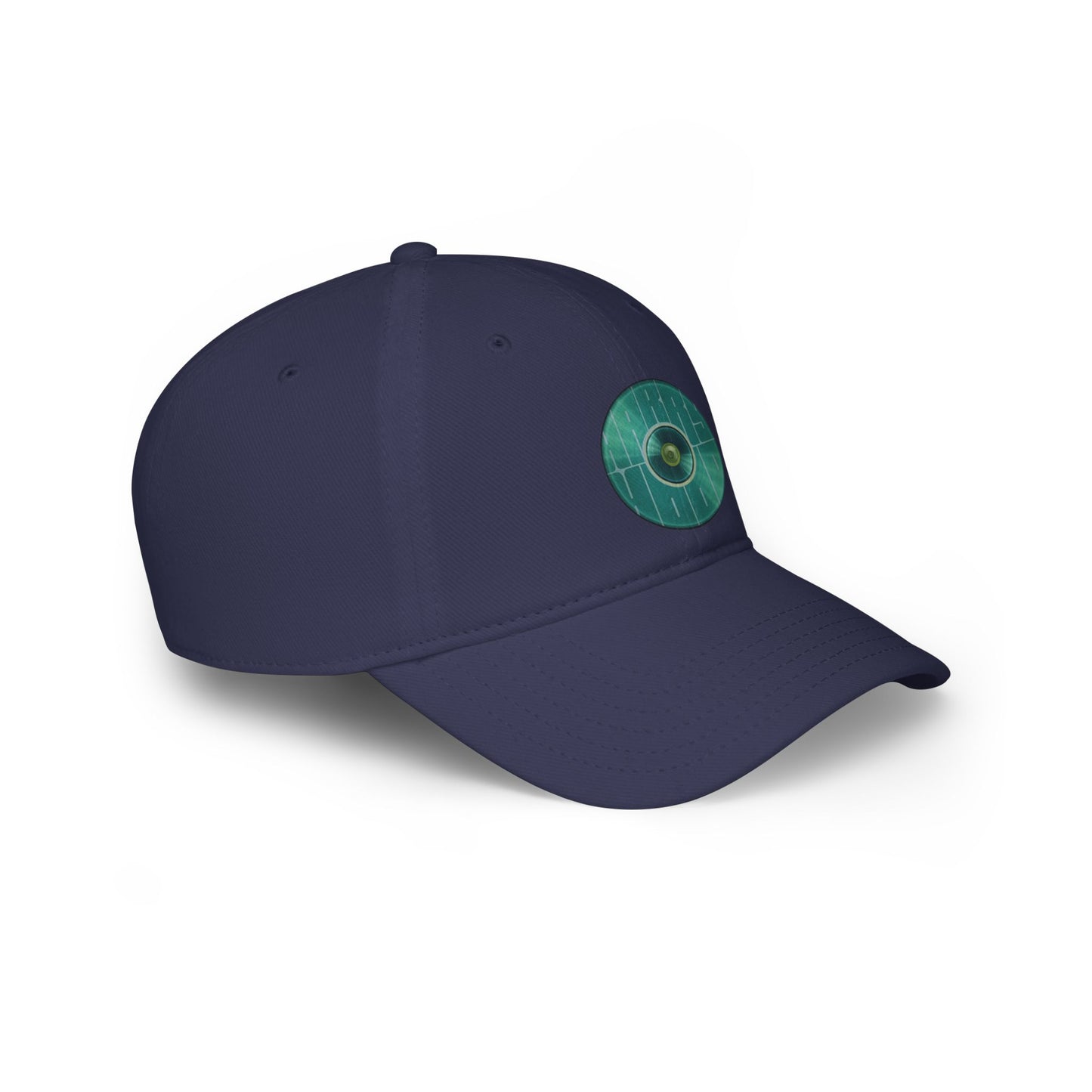 Lumpy Donut Baseball Cap - "Harry Hoodlum Donut Cap" - variant 2 - vivid green blue donut w/words