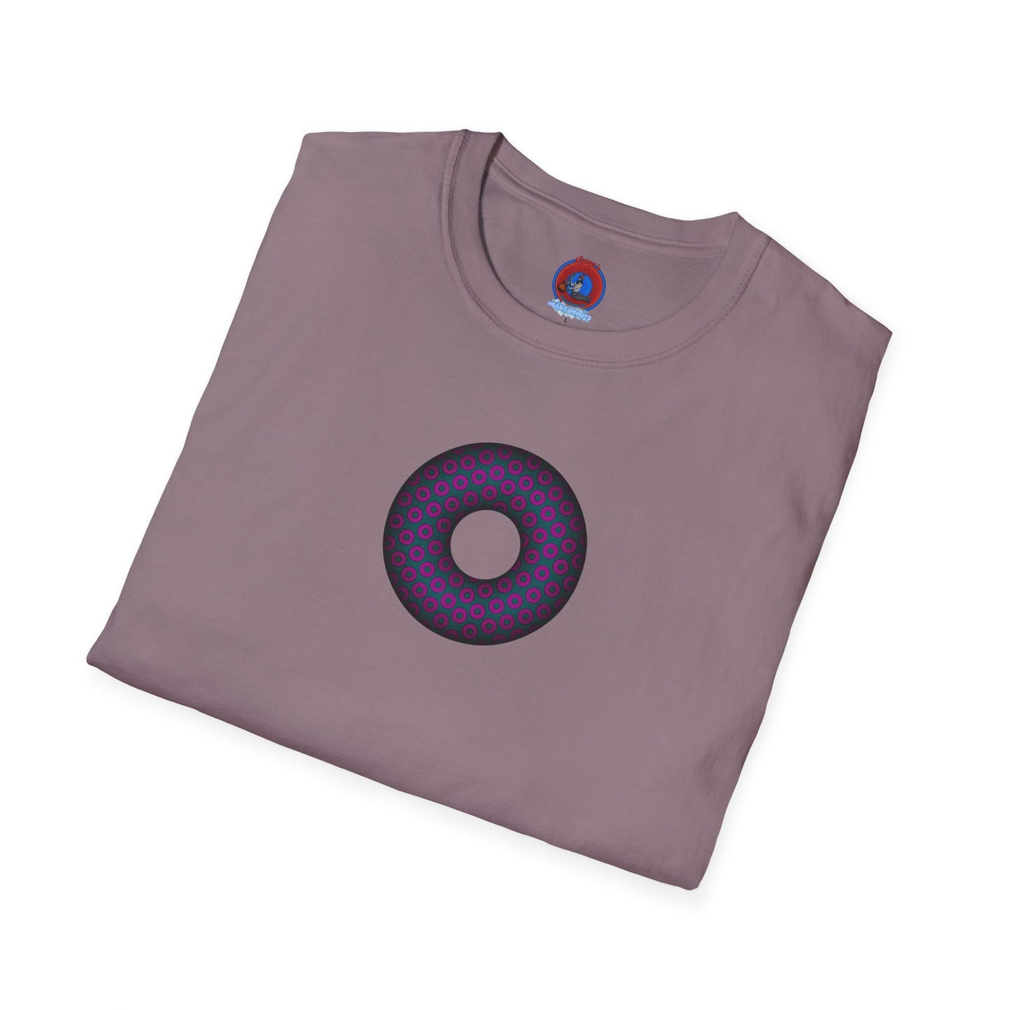 Plain Donuts/Unisex Soft-Style - "Plain Paradoxical Grided Donuts" - dark magenta/faded navy donuts