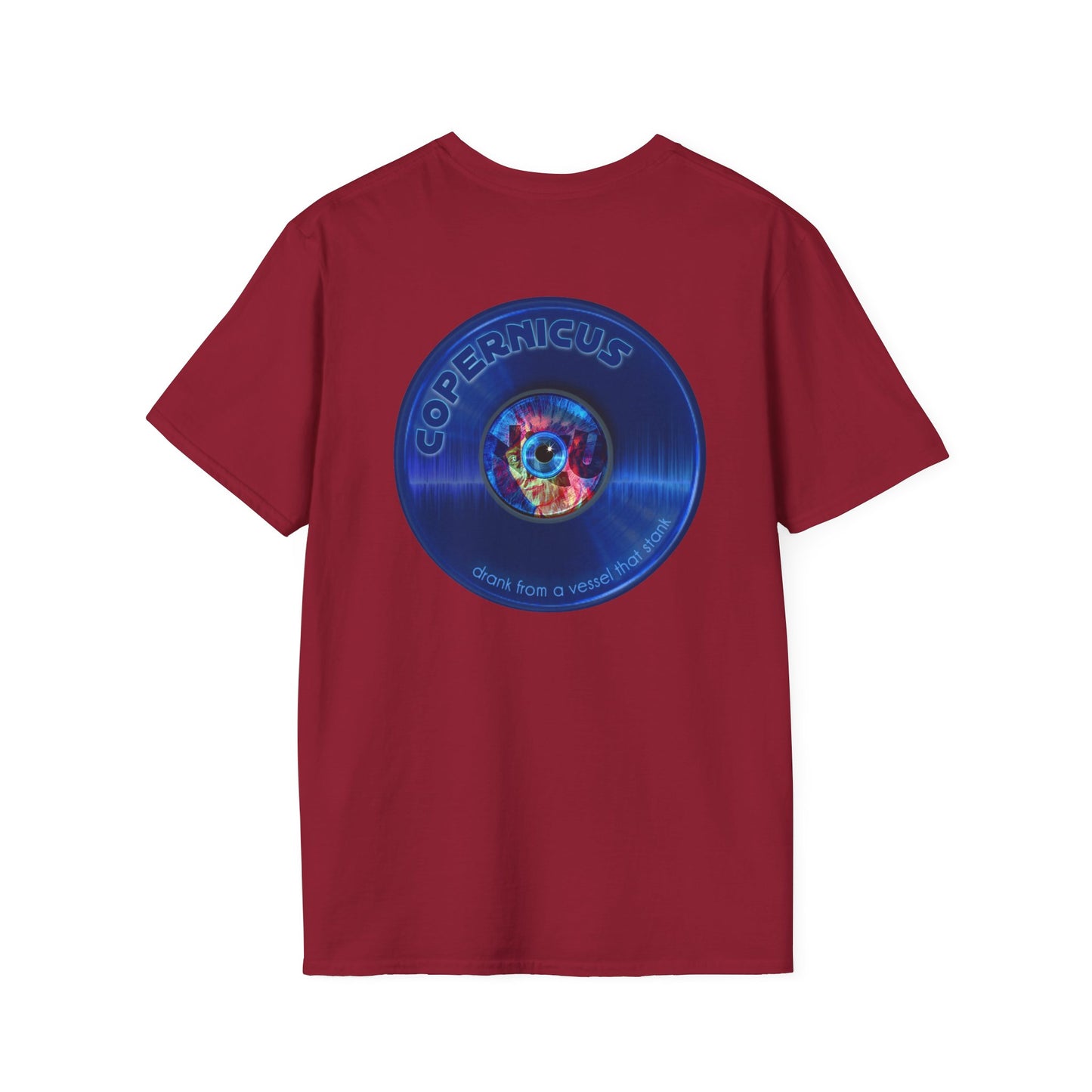 Classic Donut Tee - Unisex Soft-Style - "Drunken Copernicus" - series 1.0 - variant 1 - blue donut