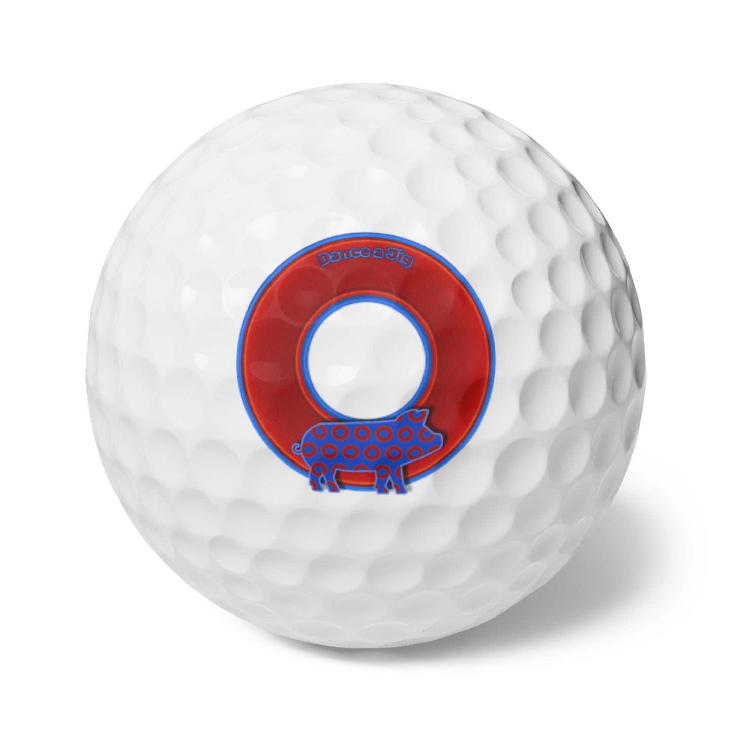 Lumpy Donut Golf Balls - 6-pack - "Guyute's All-Pork [Golf] Balls" - red/blue donut - getting jiggy w/it - variant 2