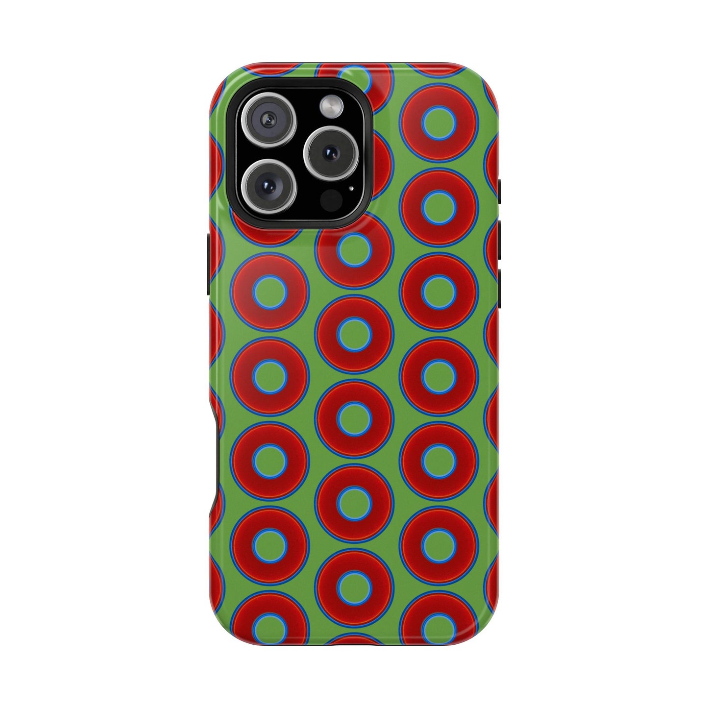 Magnetic Tough Donut Case - red vivid donut print w/light green background