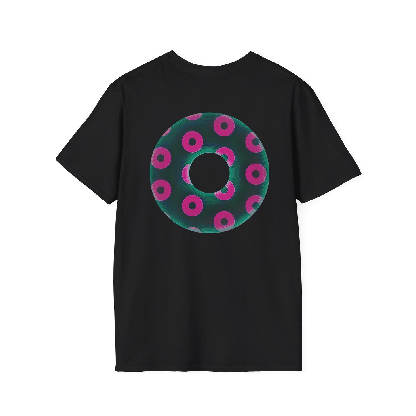 Plain Donuts/Unisex Soft-Style - "Plain Blimpy Paradoxical Donuts" - dark green/magenta donuts