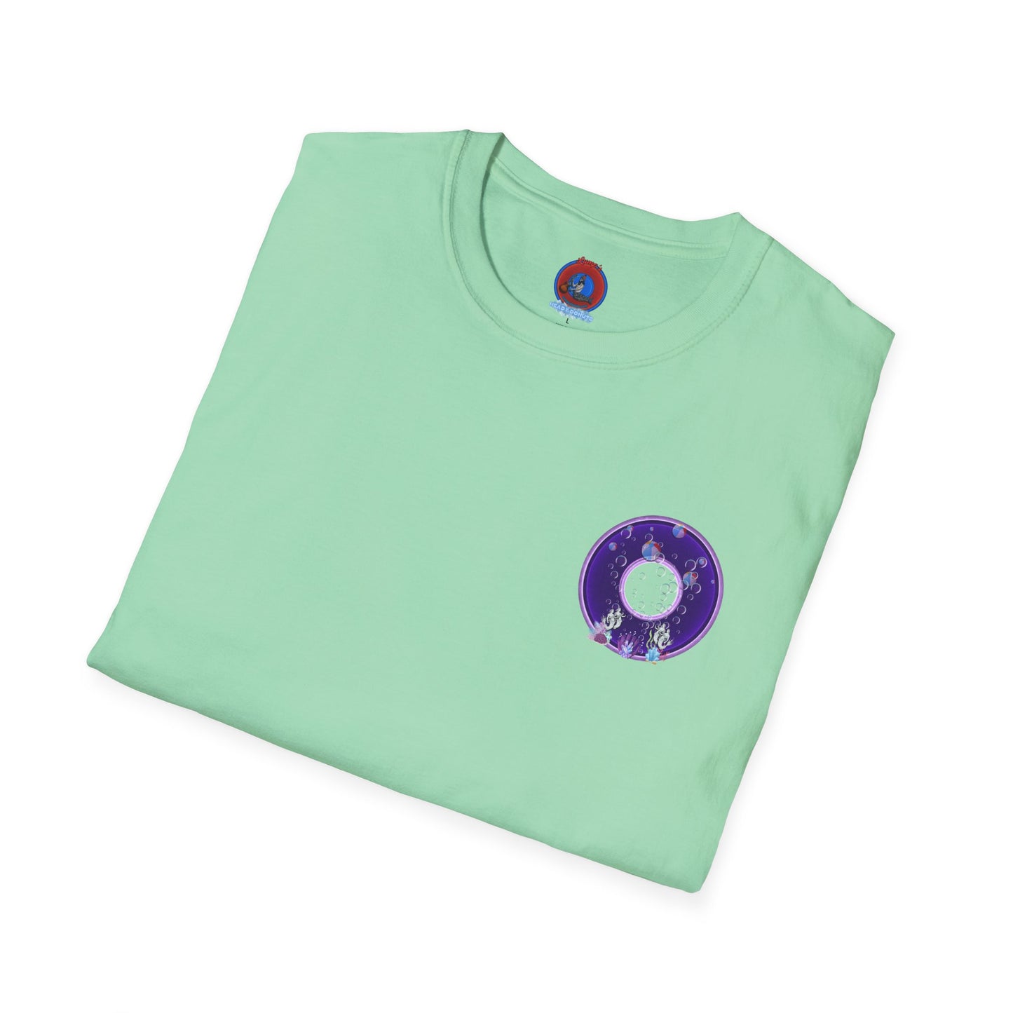 Classic Donut Tee - Unisex Soft-Style - "Sure That Sirens Made This Donut For Me" - vivid dark purple/light purple donut