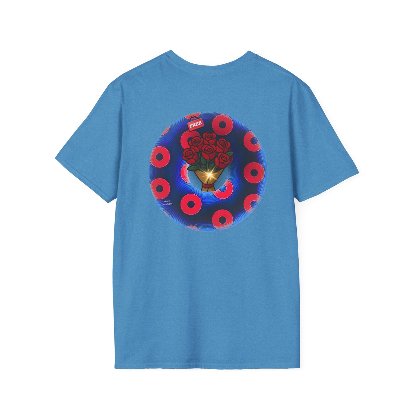 Classic Donut Tee - Unisex Soft-Style - "Donuts of Phreedom" - red/blue paradoxical blimpy donut
