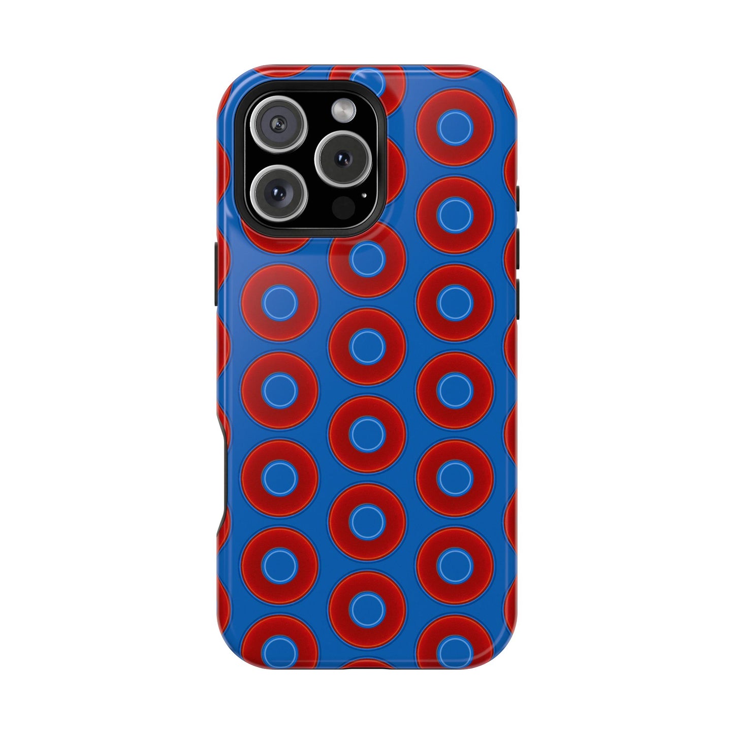 Magnetic Tough Donut Case - red vivid donut print w/dark royal blue background