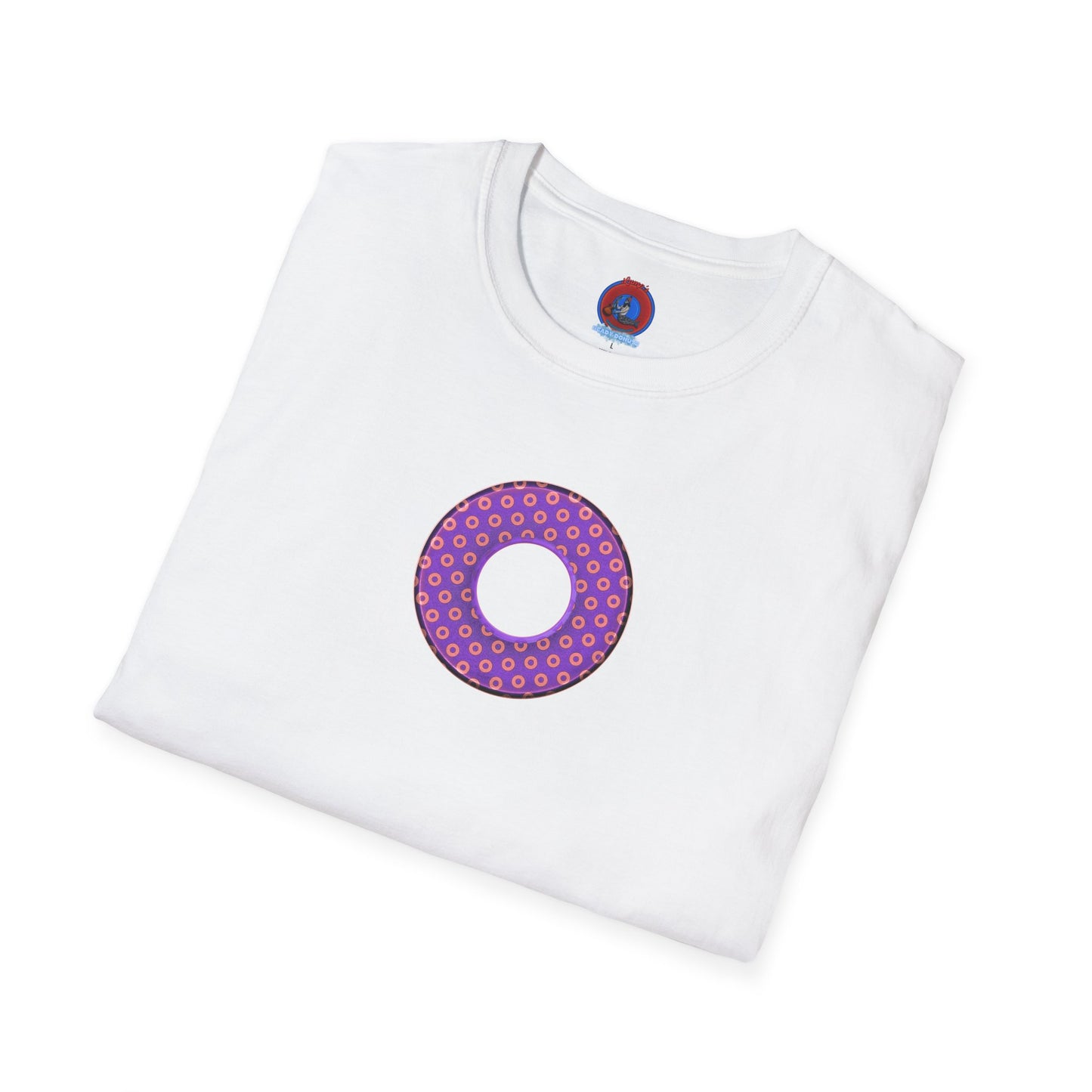 Plain Donuts/Unisex Soft-Style - "Plain Electric Paradoxical Donuts" - light purple/coral donuts