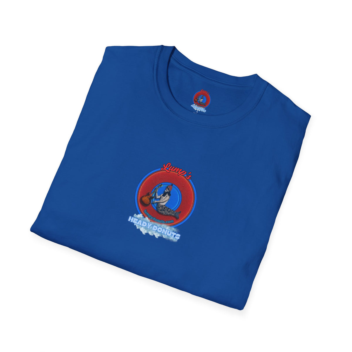 Classic Donut Tee - Unisex Soft-Style - "Lump's Heady Donuts Logo" - series 1.0  - red/blue rustic donut