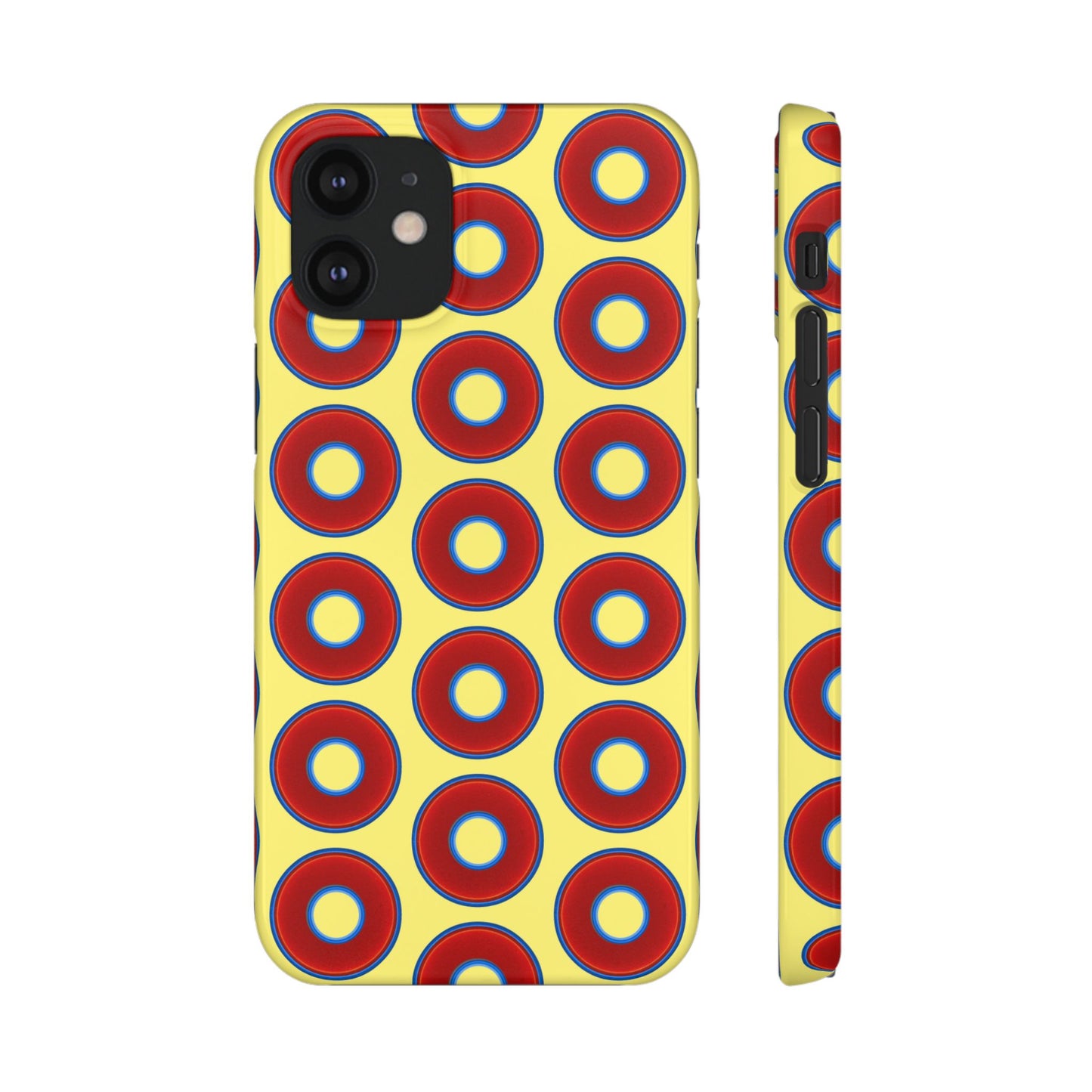 Lumpy Donut Snap Case - red vivid donut print w/yellow background