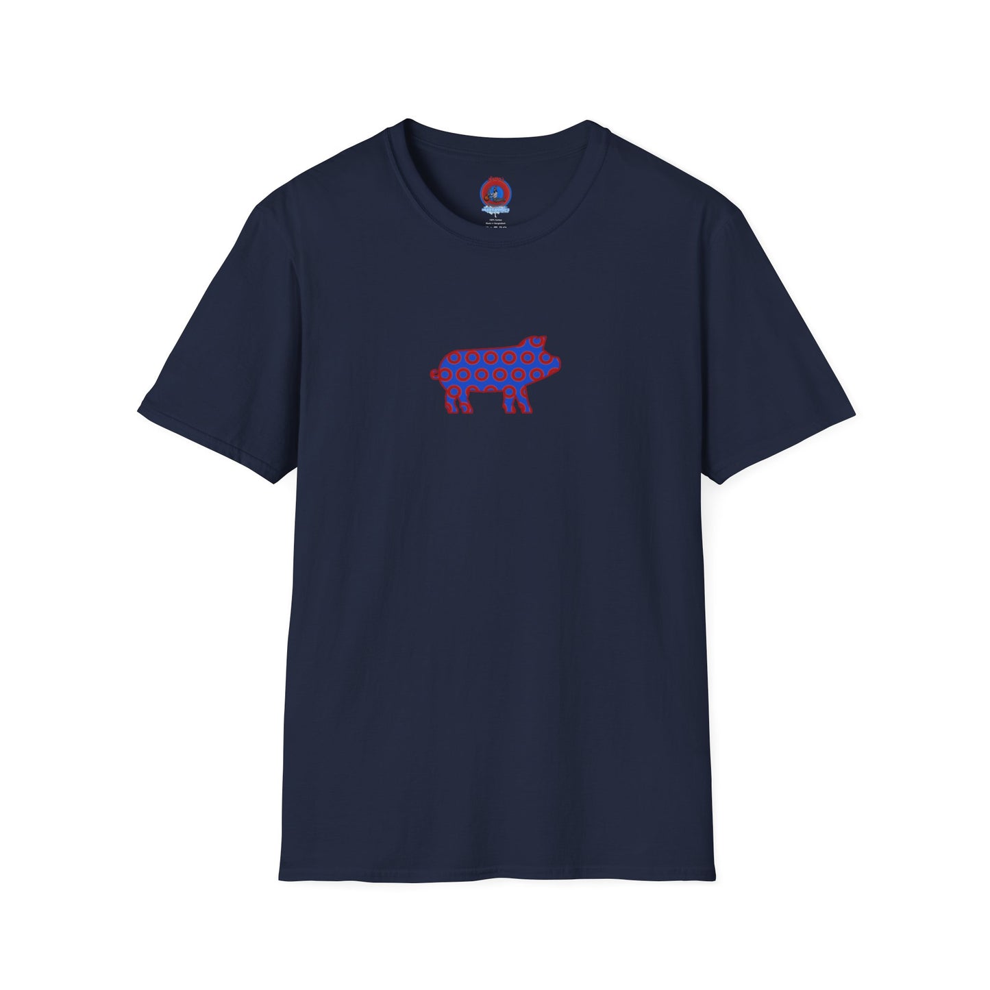 Classic Donut Tee - Unisex Soft-Style - "Guyute's Ugly Donut" - vivid red/blue donut pattern - variant 3
