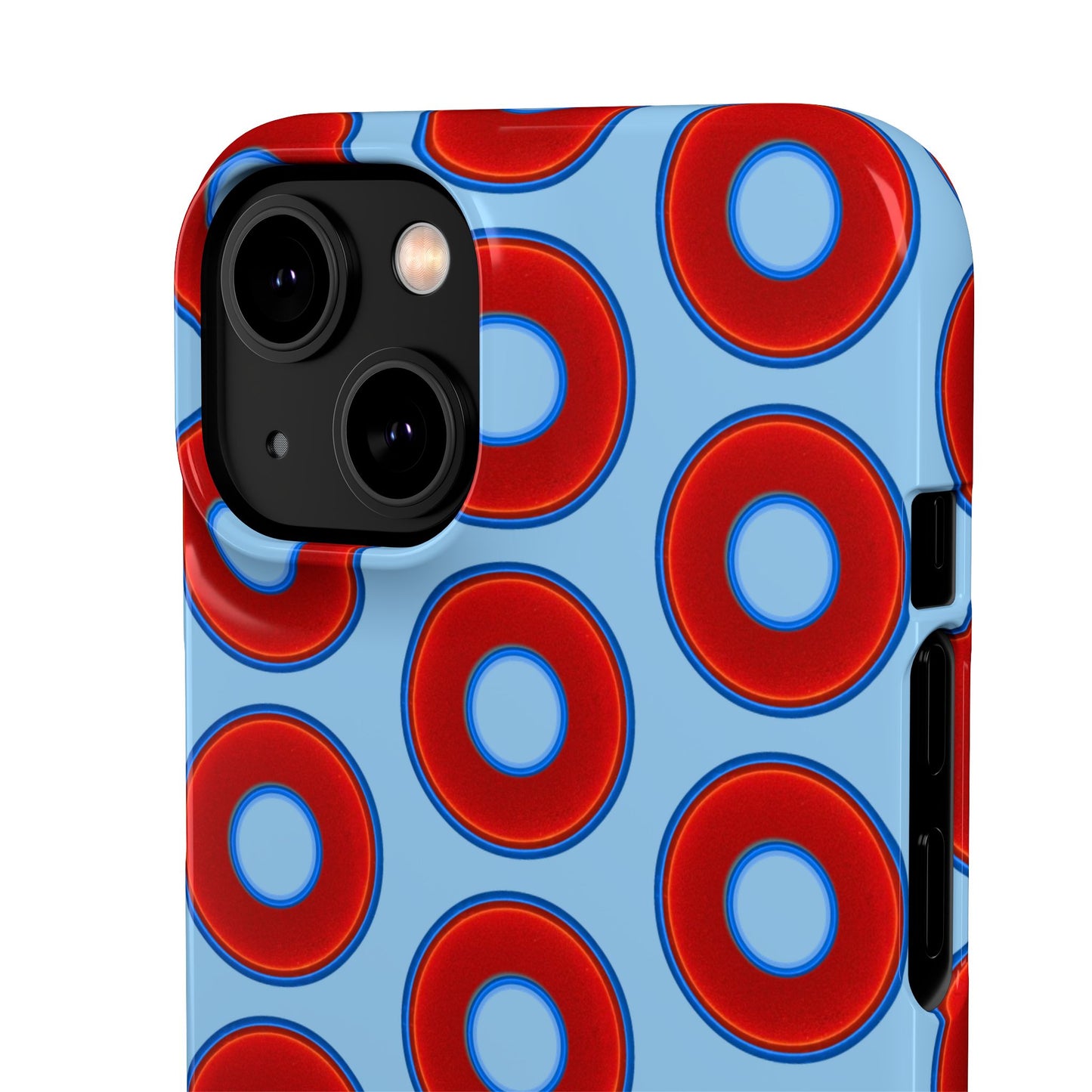 Lumpy Donut Snap Case - red vivid donut print w/sky blue background