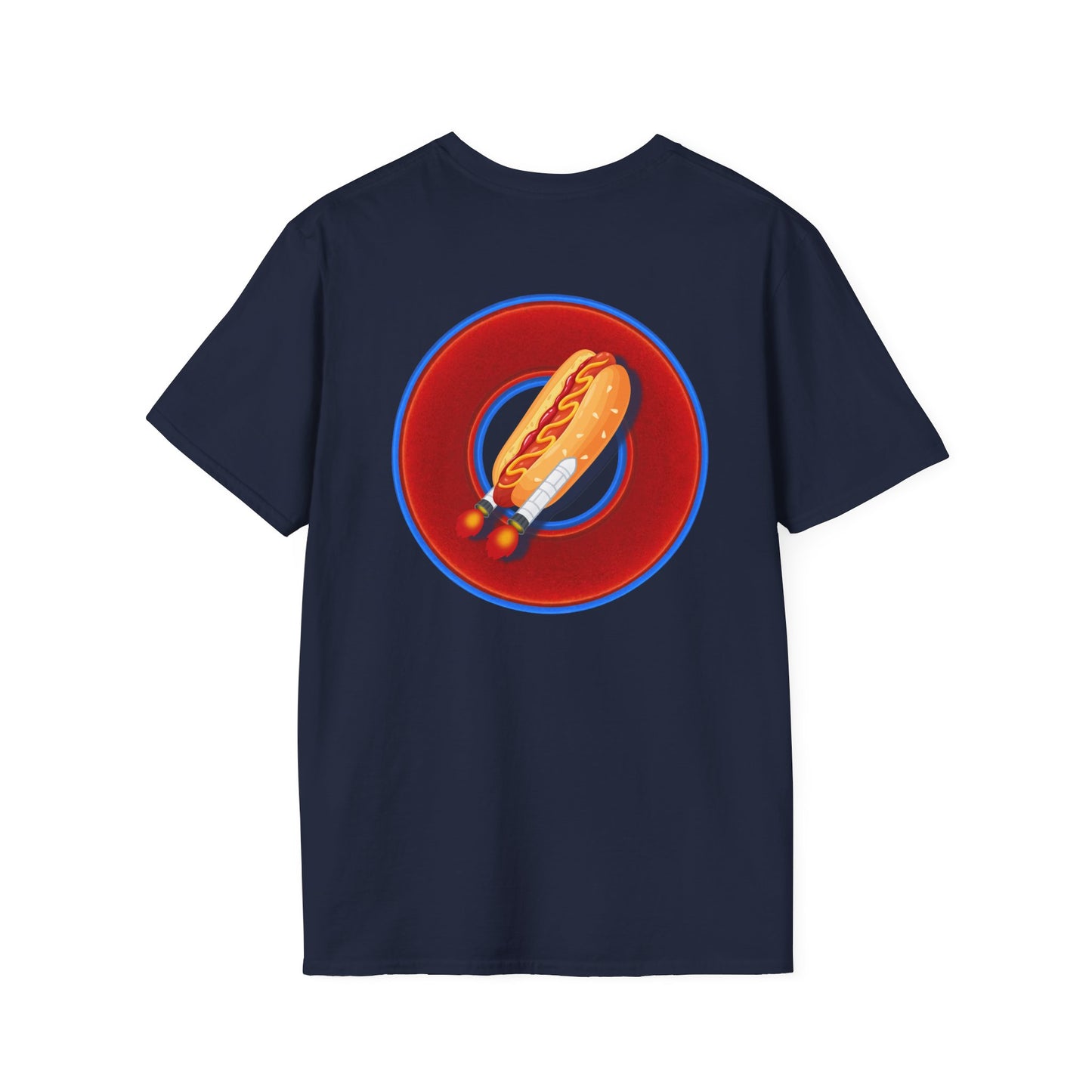 Classic Donut Tee - Unisex Soft-Style - "Viva Las Vegas Donut" -  vivid red donut w/raw dogger - variant 1