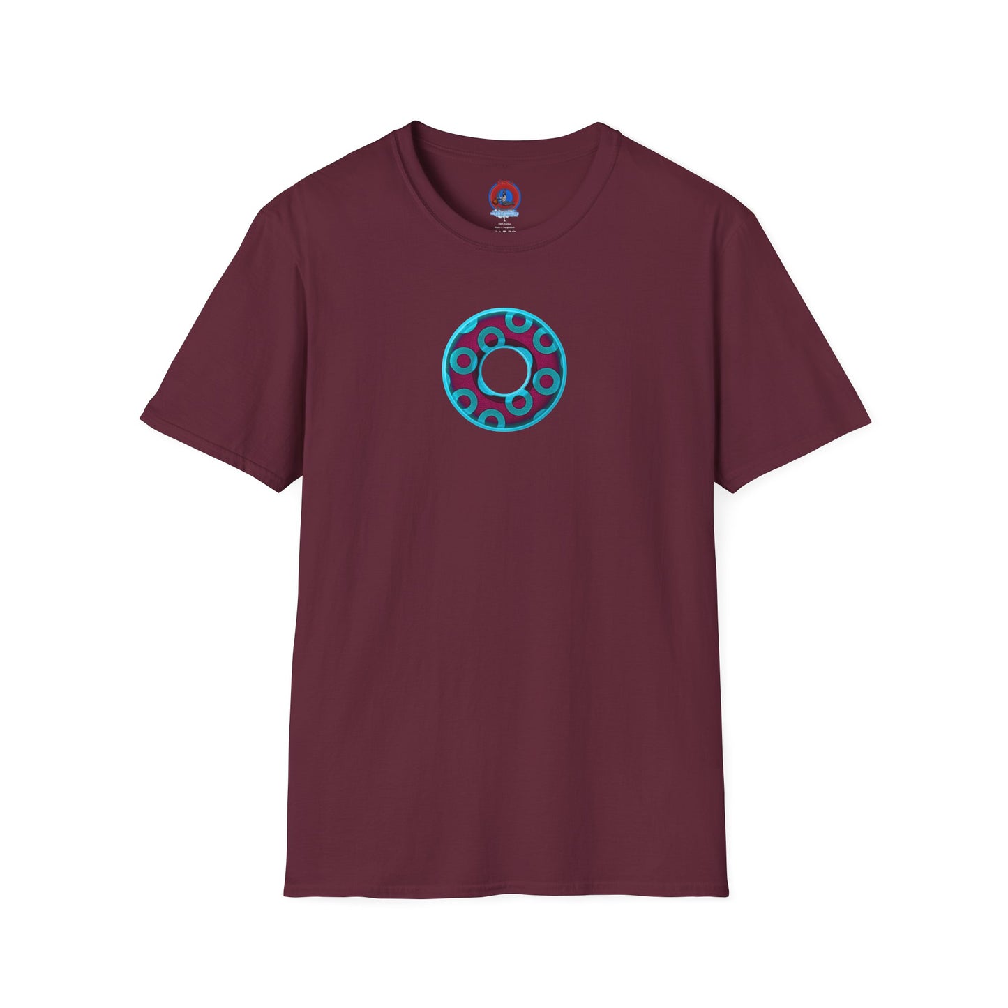 Plain Donuts/Unisex Soft-Style - "Plain Rustic Paradoxical Donuts" - aquamarine/burgundy donuts