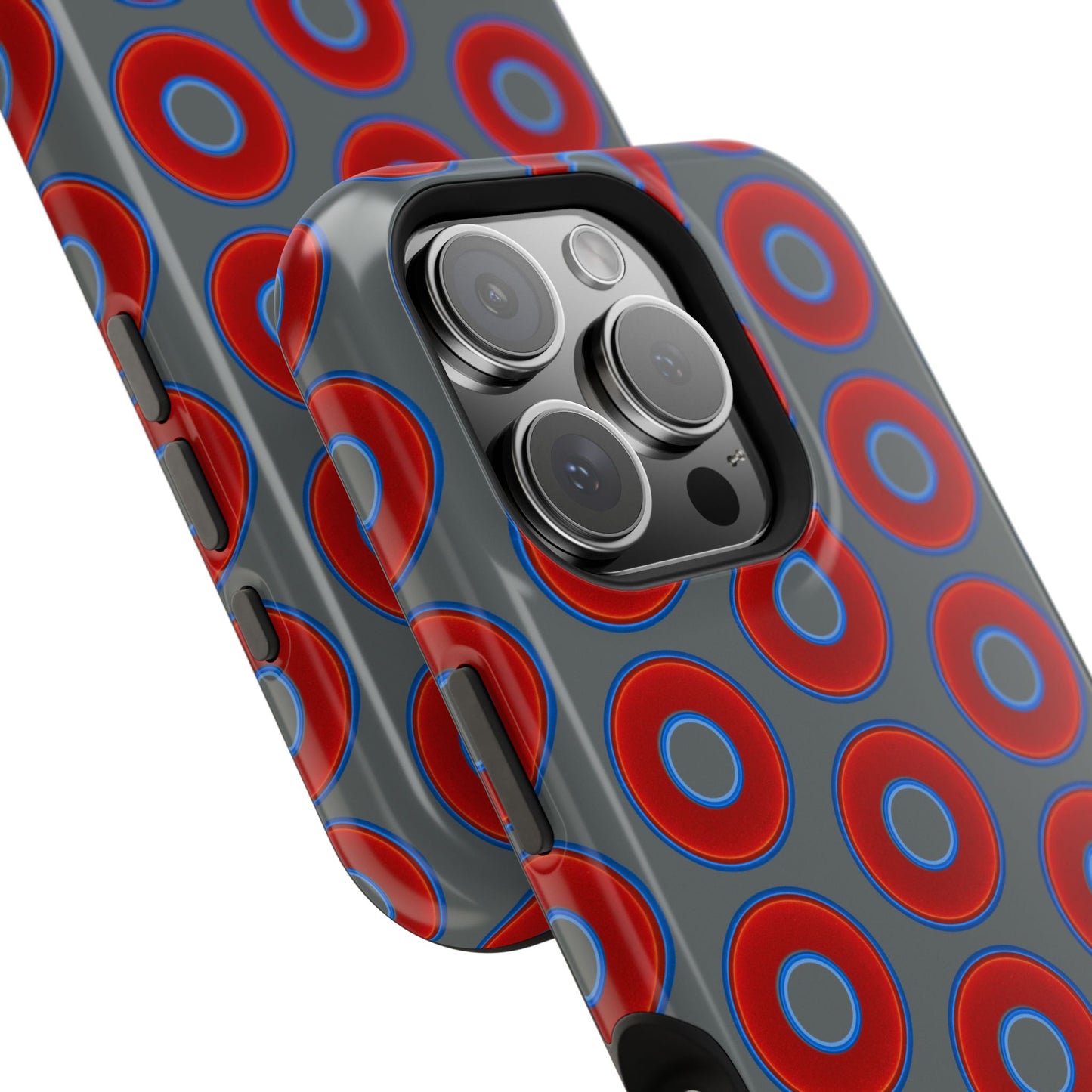 Impact-Resistant Lumpy Donut Case - red vivid donut print w/dark gray background