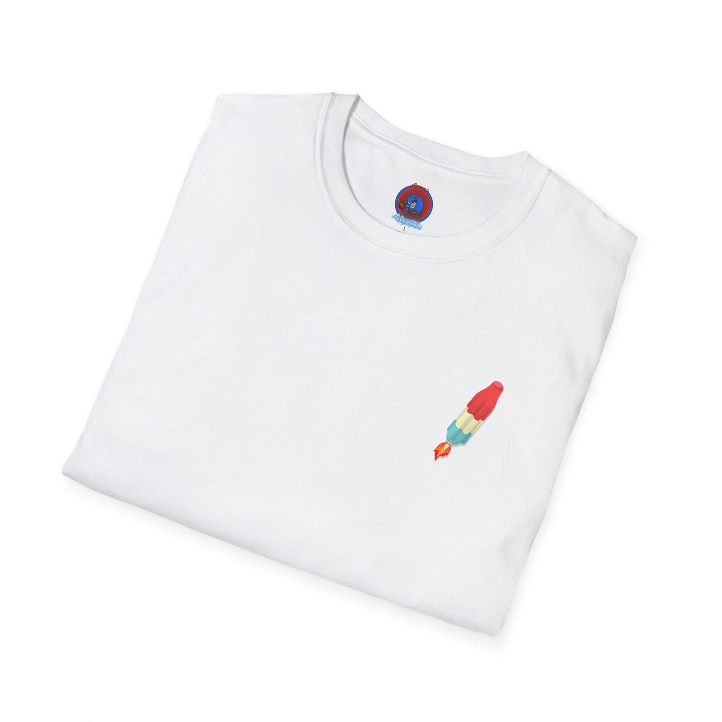Classic Donut Tee - Unisex Soft-Style - "Blow this Popsicle Stand" - red/blue/cream - bomb pop