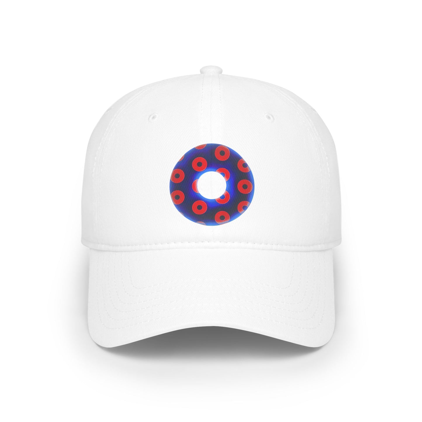 Lumpy Donut Baseball Cap - "Plain [Mary] Jane" - paradoxical dark blue/red blimpy donut w/