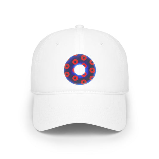 Lumpy Donut Baseball Cap - "Plain [Mary] Jane" - paradoxical dark blue/red blimpy donut w/