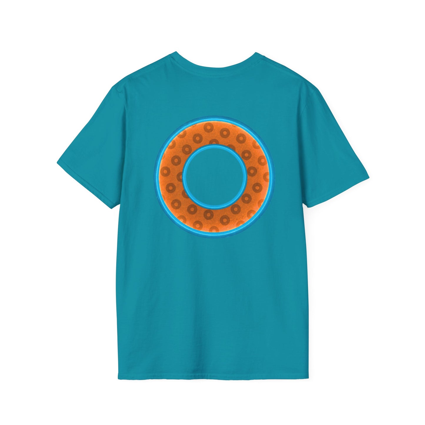 Plain Donuts/Unisex Soft-Style - "Plain Wide Mouthed Paradoxical Donuts" - orange/aquamarine blue donuts