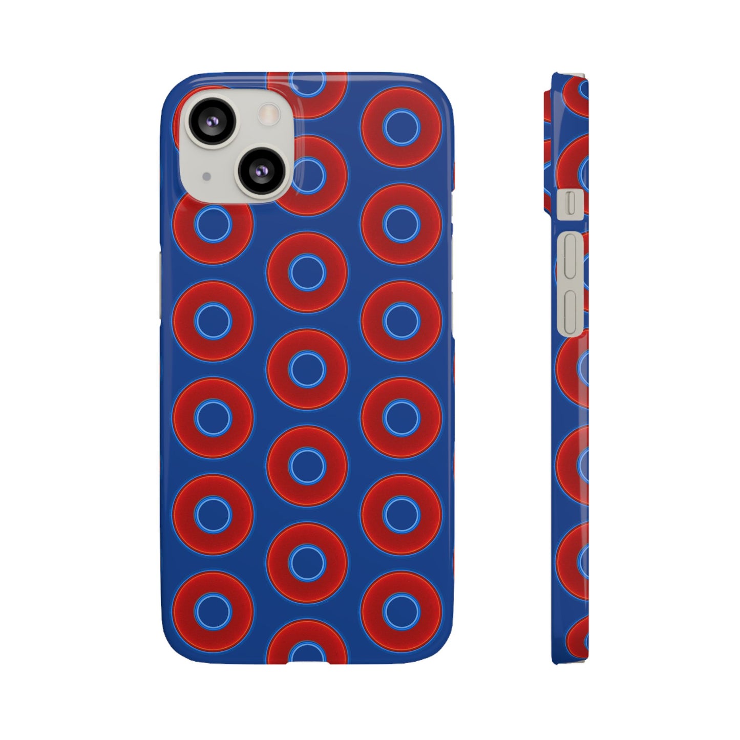 Lumpy Donut Snap Case - red vivid donut print w/dark blue background