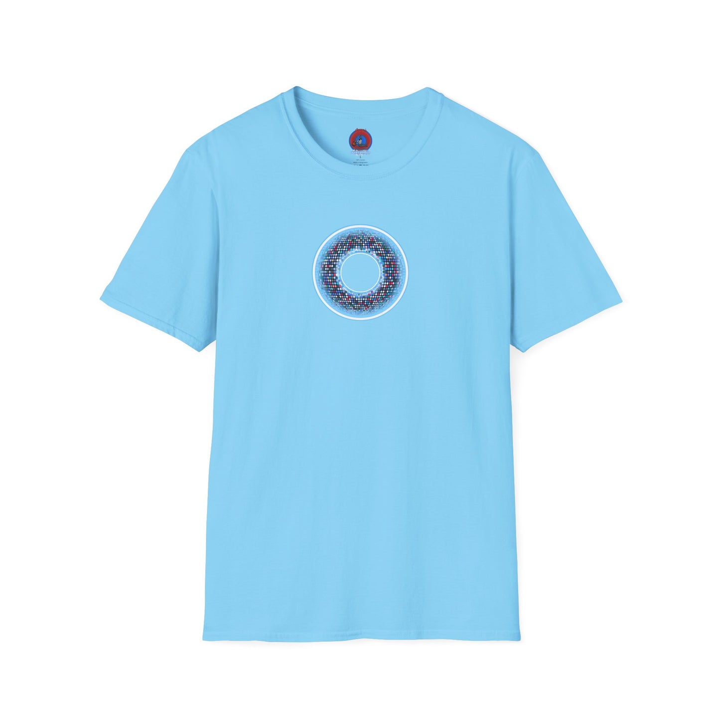 Classic Donut Tee - Unisex Soft-Style - "Microdot Donut" - light blue pixilated donut