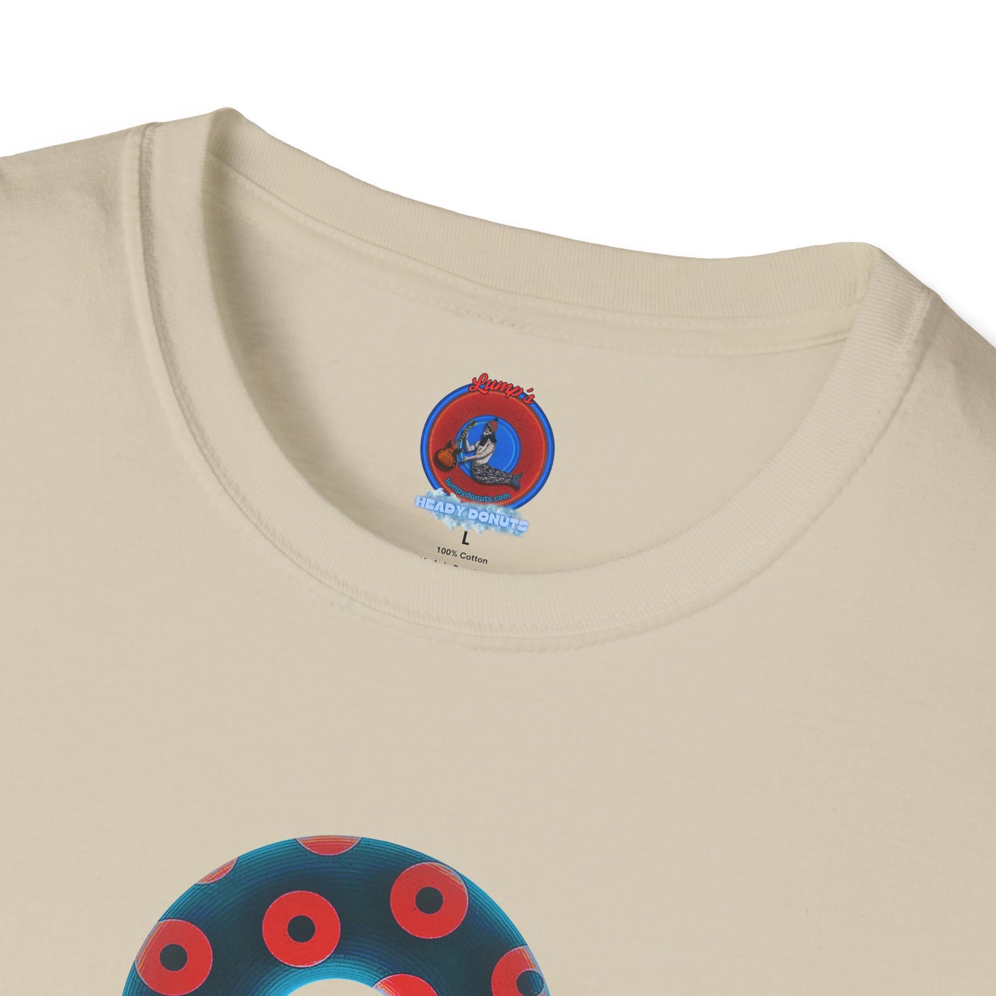 Plain Donuts/Unisex Soft-Style - "Plain Blimpy Paradoxical Donuts" - steel blue/red donuts