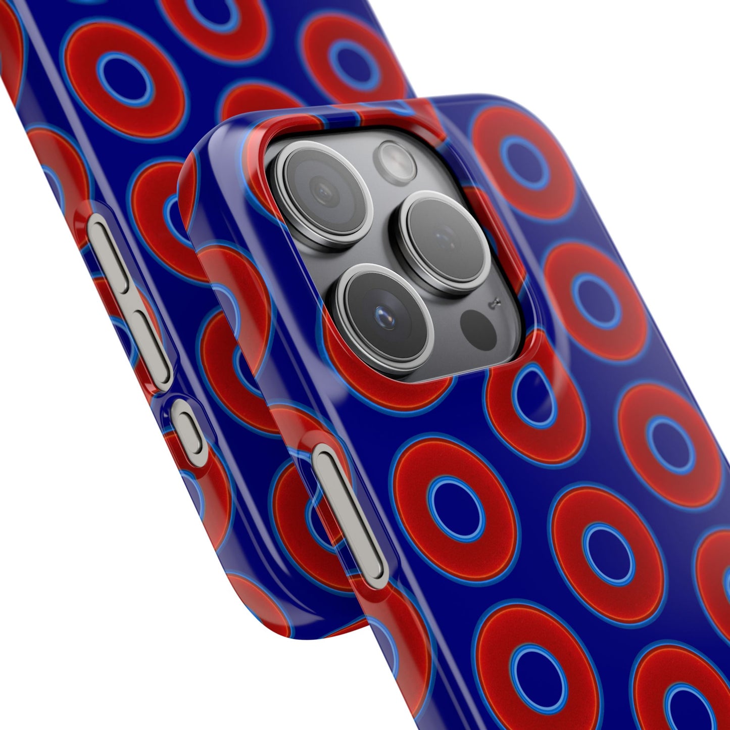 Lumpy Donut Snap Case - red vivid donut print w/vivid navy blue background