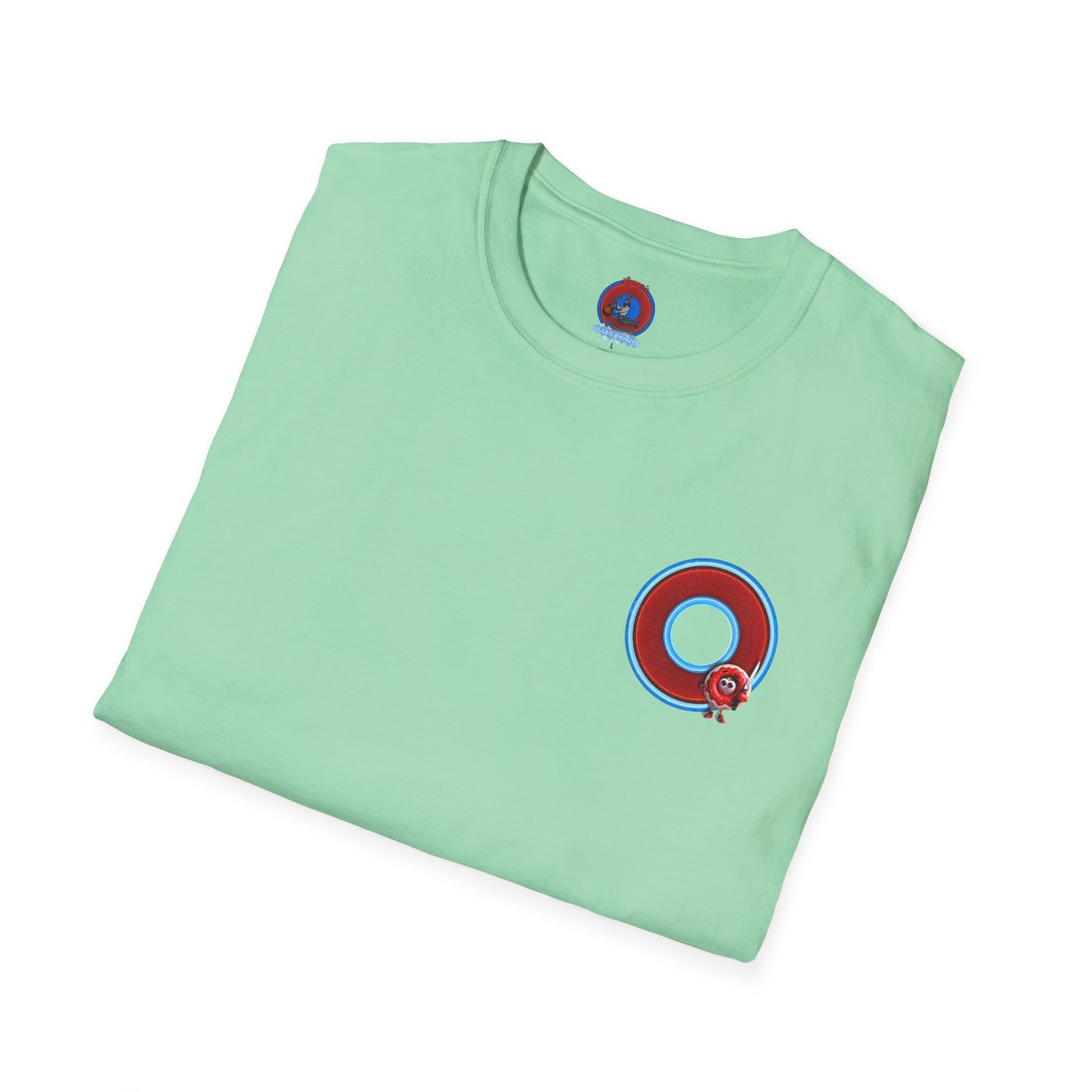 Classic Donut Tee - Unisex Soft-Style - "My Friend the Donut " - series 1.0  - variant 1 - red/blue donut