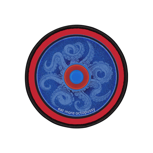 Iron-On Donut Patch - "Roger Moore's Donut" - series 1.0 - variant 4 - blue donut