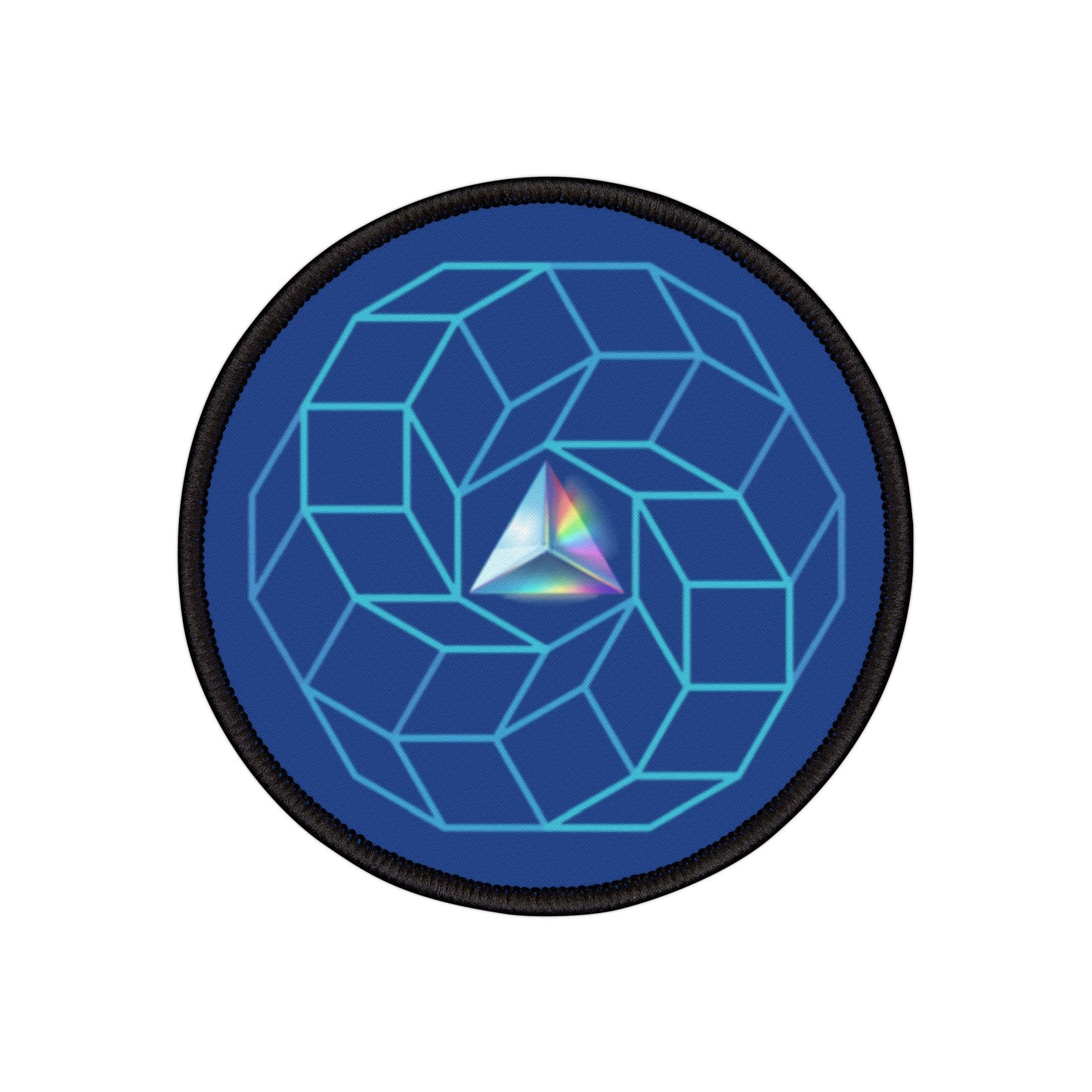 Iron-On Donut Patch - "Darkside of the Donut" - blue cube donut