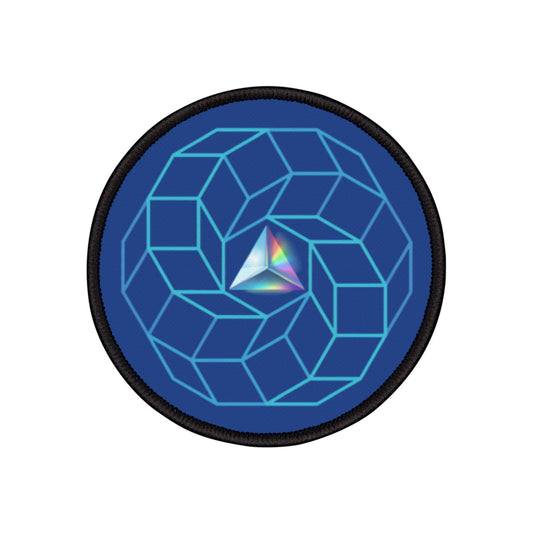 Iron-On Donut Patch - "Darkside of the Donut" - blue cube donut