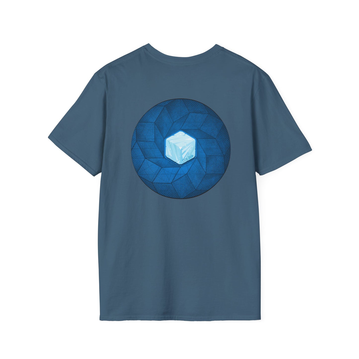 Coffee Traders Tee - Unisex Soft-Style - "Tasty Coffee" - paradoxical donut/cubed blue donut - variant 2 - logo front/It's Ice Cube's back