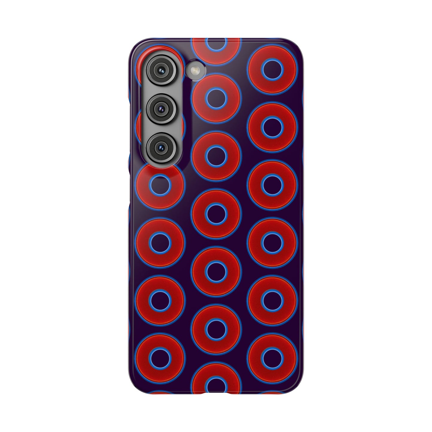 Lumpy Donut Snap Case - red vivid donut print w/midnight purple background