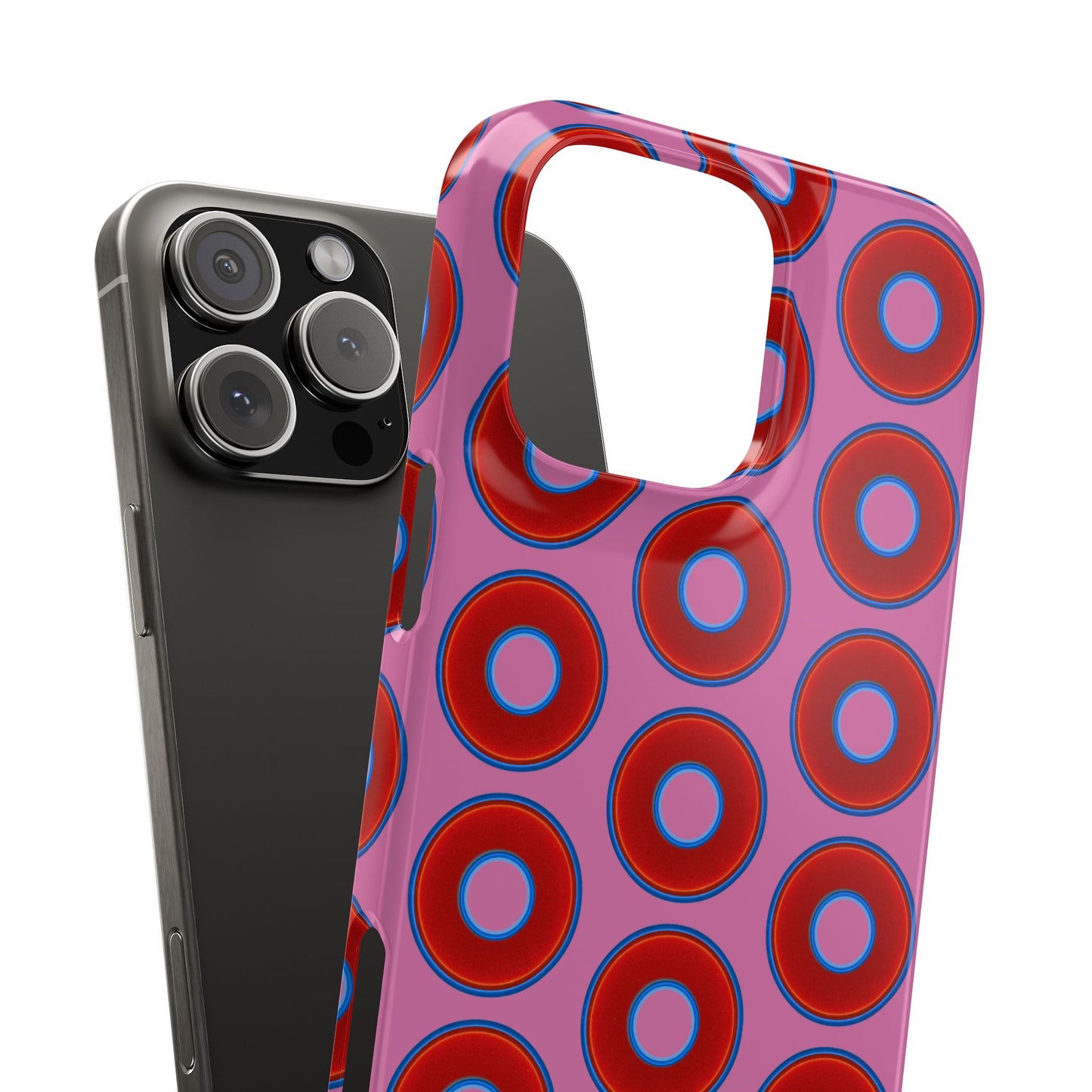 Lumpy Donut Snap Case - red vivid donut print w/light pink background