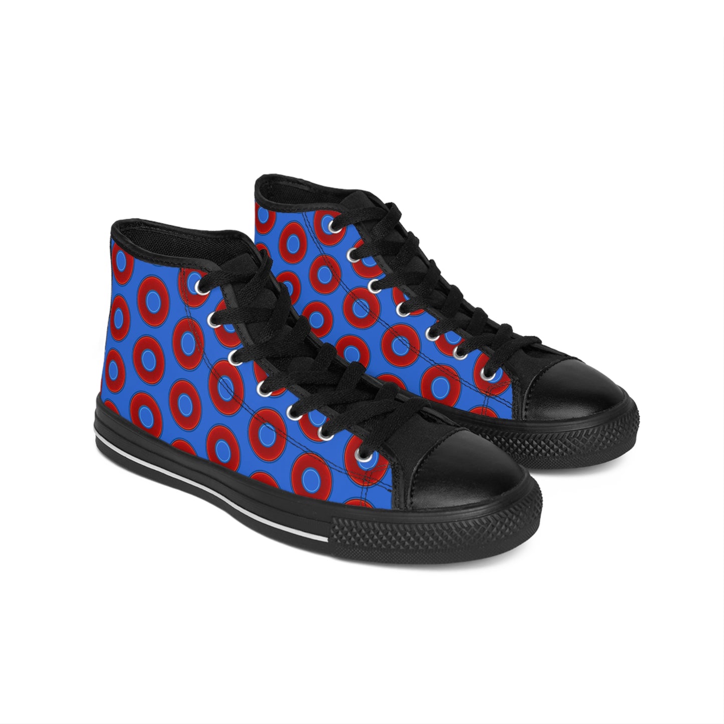 Cushiony Convectors - High Tops - red vivid donuts w/medium royal blue background