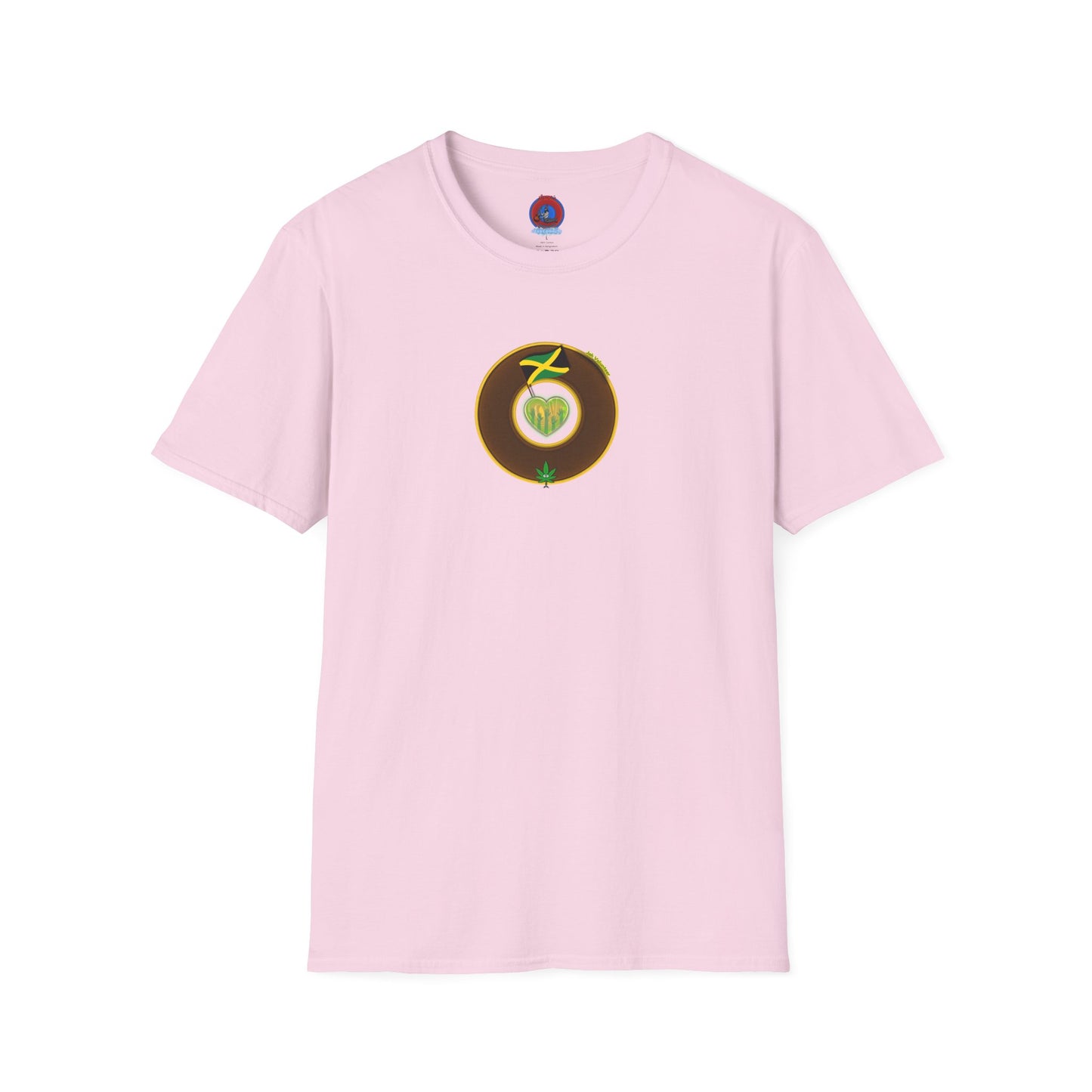 Classic Donut Tee - Unisex Soft-Style - "Jah Volunteers Protect Jah Love... and donuts!" - vivid brown/gold donut
