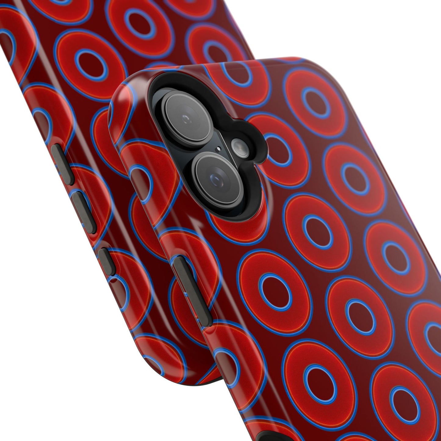 Magnetic Tough Donut Case - red vivid donut print w/dark red background