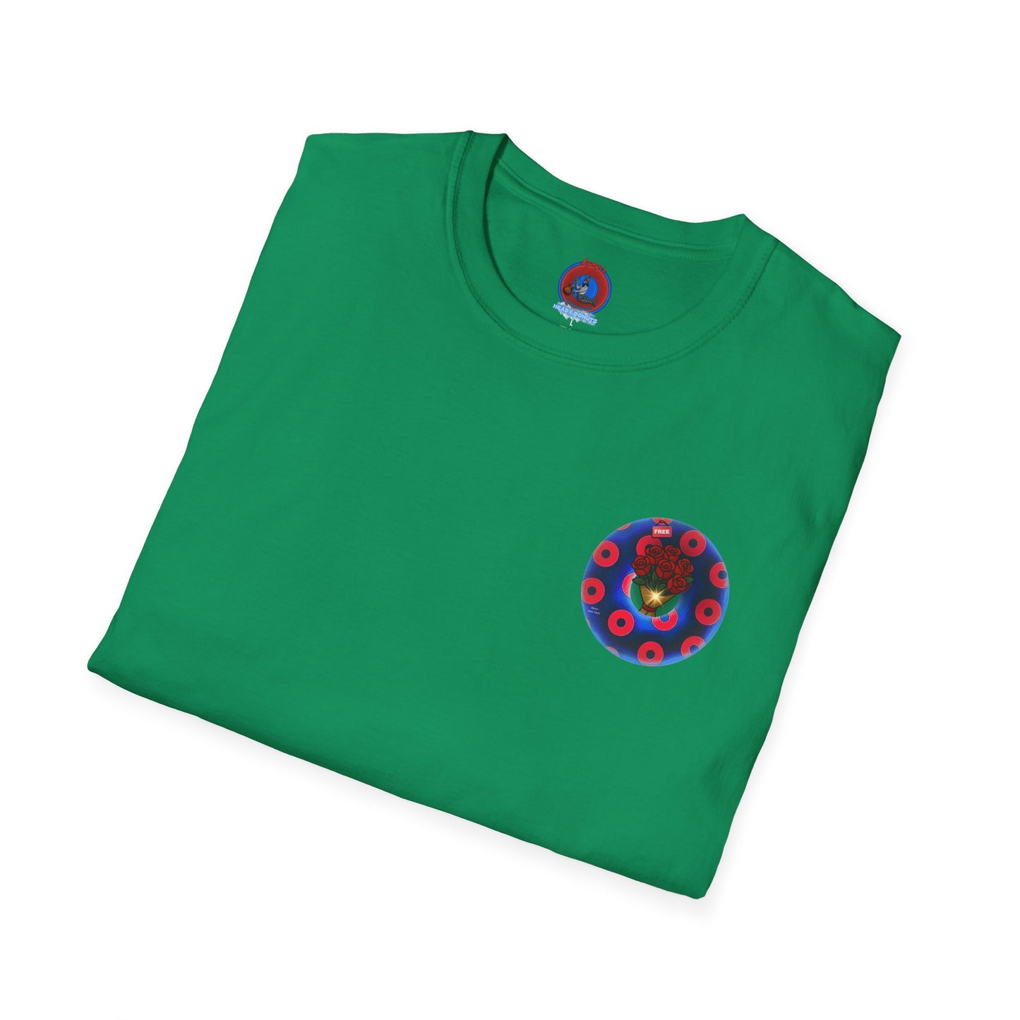 Classic Donut Tee - Unisex Soft-Style - "Donuts of Phreedom" - red/blue paradoxical blimpy donut