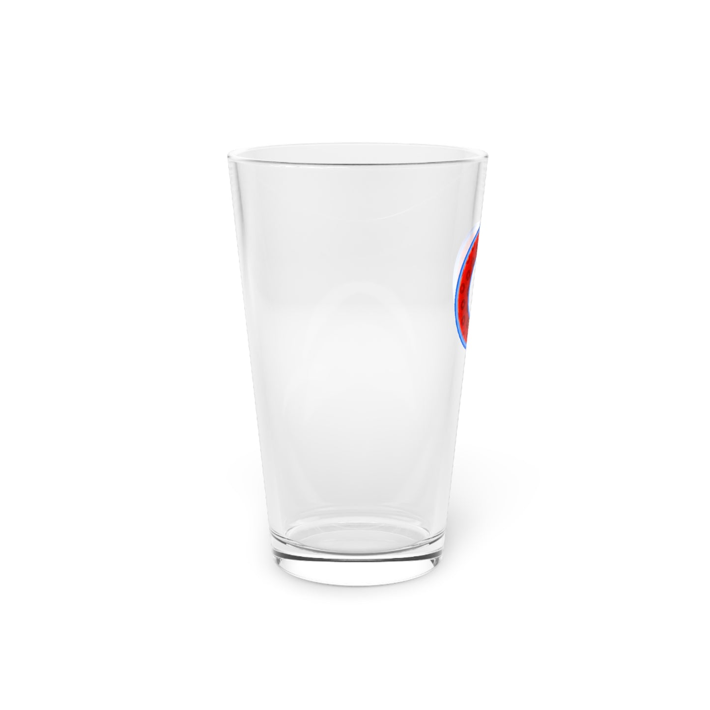 16oz Lumpy Pint Glass - blue/red widemouthed paradox donut