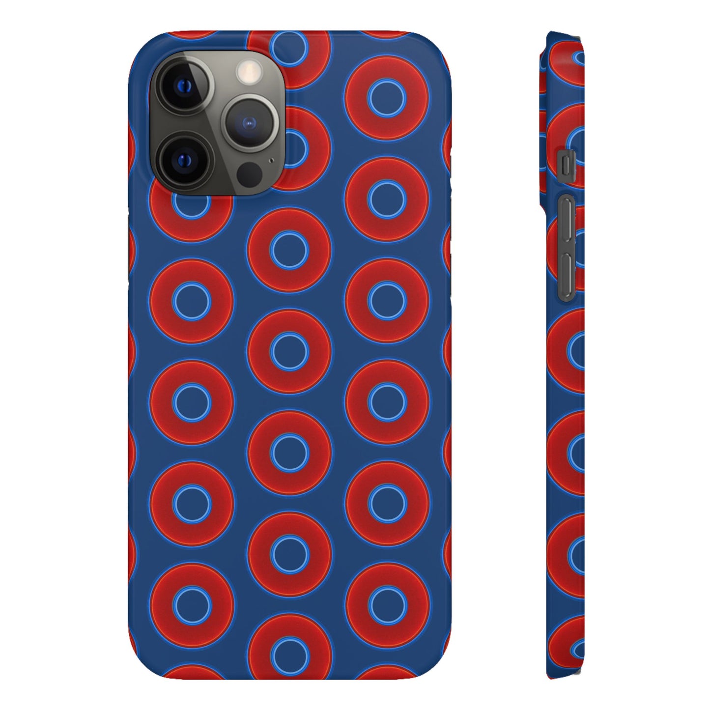 Lumpy Donut Snap Case - red vivid donut print w/Atlantic navy blue background