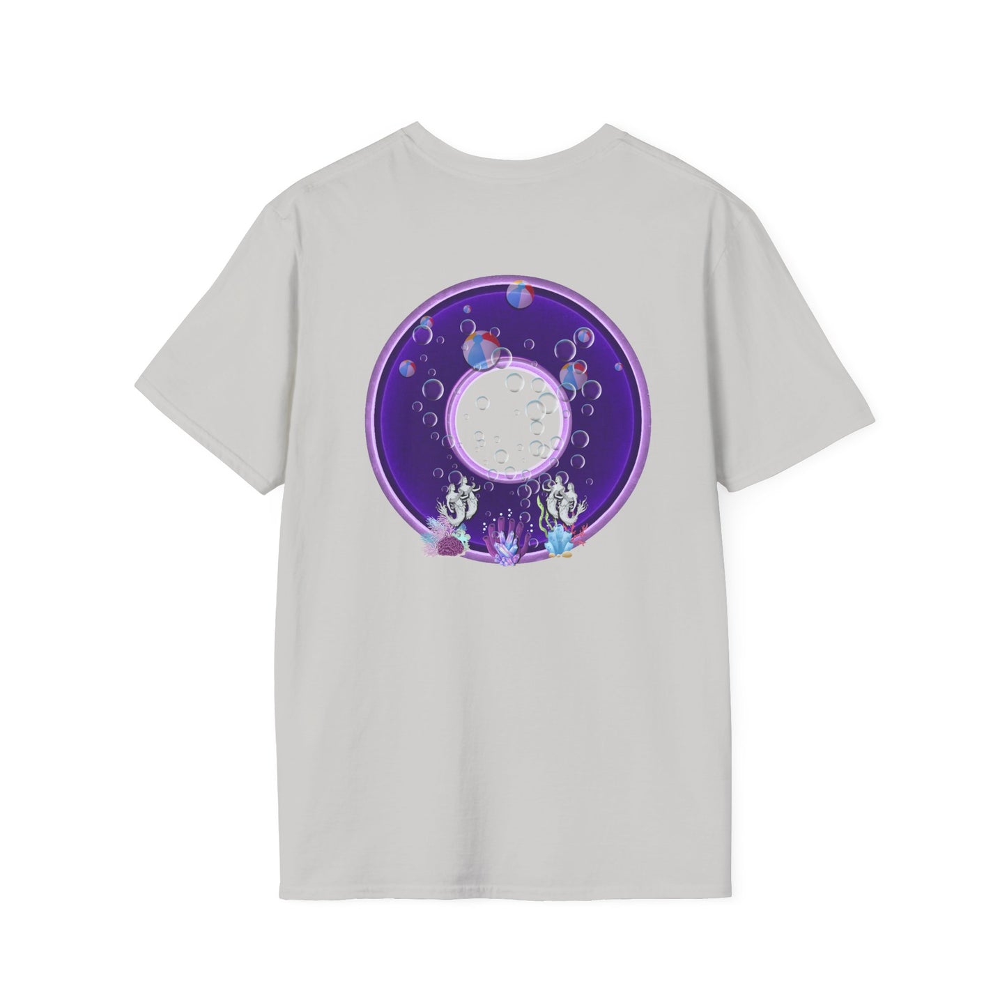 Classic Donut Tee - Unisex Soft-Style - "Sure That Sirens Made This Donut For Me" - vivid dark purple/light purple donut