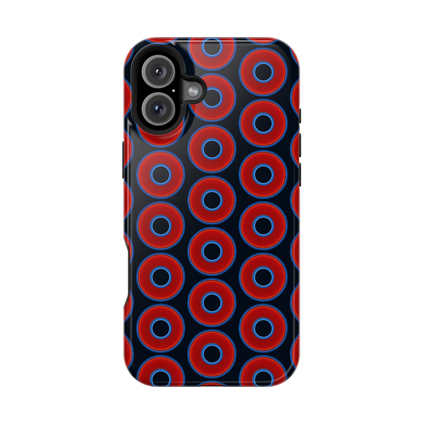 Magnetic Tough Donut Case - red vivid donut print w/blue charcoal background