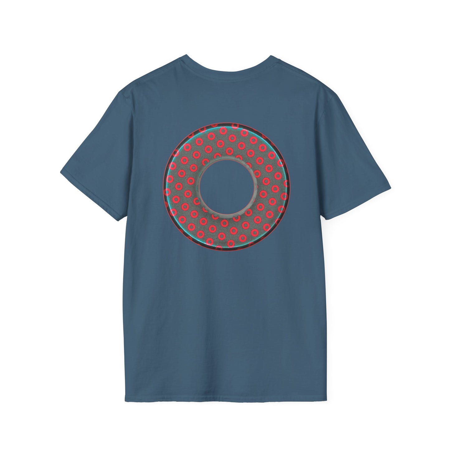 Plain Donuts/Unisex Soft-Style - "Plain Electric Paradoxical Donuts" - dark teal/red donuts