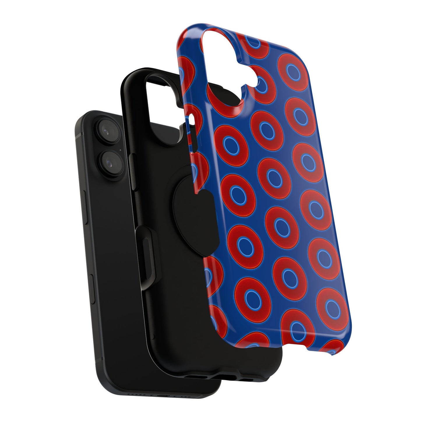 Impact-Resistant Lumpy Donut Case - red vivid donut print w/dark blue background