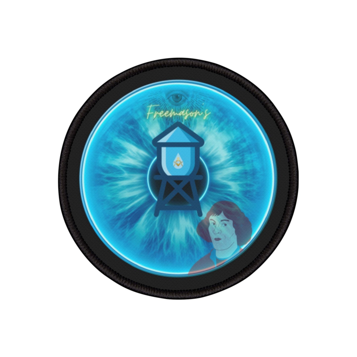 Iron-On Donut Patch - "The Peering Donut Patch of Opacity" - vivid blue idonut